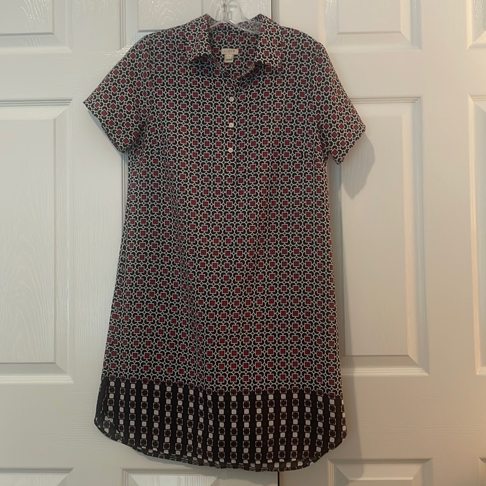 J Crew Factory Border Print Shirt Dress